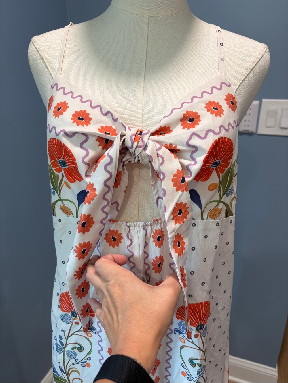 Floral 2 Piece Set Medium Tie Front Crop Top Wide Leg Pants Resort Boho - Picture 5 of 11